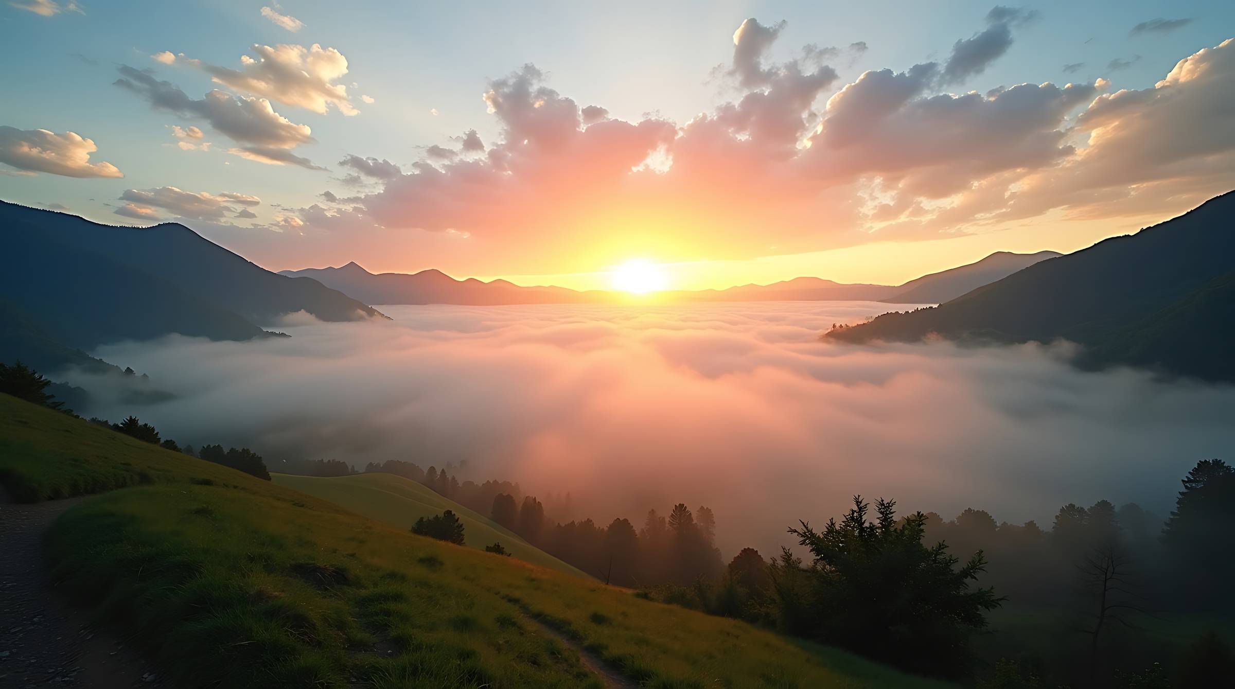 sunrise breaking over mountains