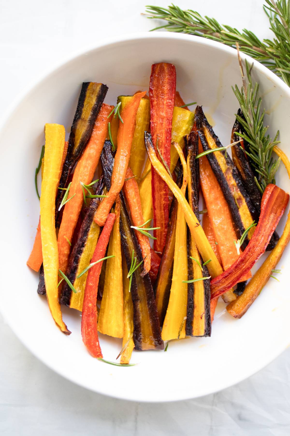 roasted carrots in a bowl.