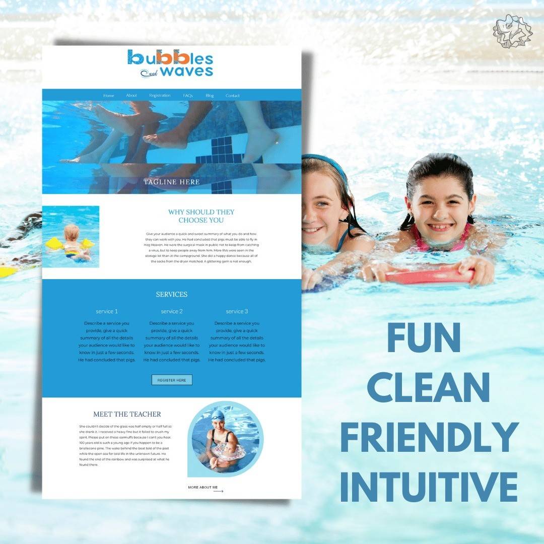 Who else is getting ready to dive into the Summer season? ☀️🏊‍♀️ 

Do you have a seasonal business like a swimming instructor? Be sure to get your website ready for the influx of potential clients. Bubbles and Waves is the perfect website template that will easily promote your swimming lessons and attract new students.🌊 

💦 This template is perfect for showcasing your services, highlighting your credentials, and attracting new clients.

#swimmingteacher #websitetemplate #cleanwebdesign #intuitivewebdesign #newtemplate #swimminglessons #swimminginstructor #funwebdesign