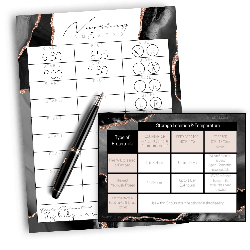 Free Breastfeeding Log and Milk Cheat Sheet