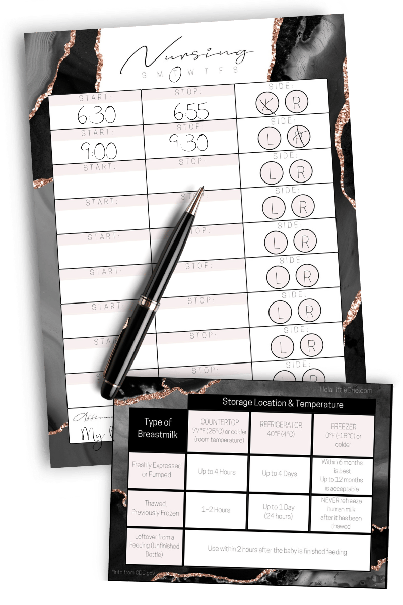 Free Breastfeeding Log and Milk Cheat Sheet