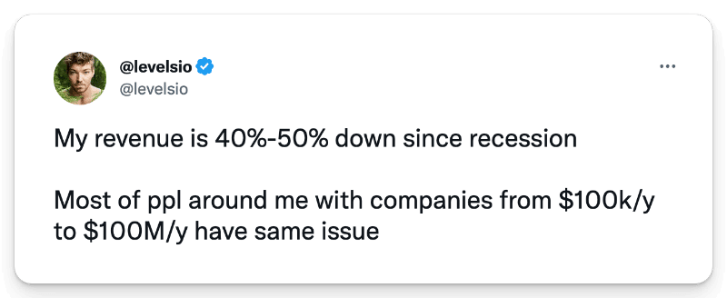 "Revenue down 40-50% since recession"