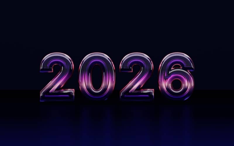 The year 2026 in shiny metallic numbers