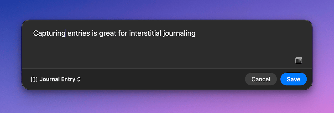 The Journal capture screen.