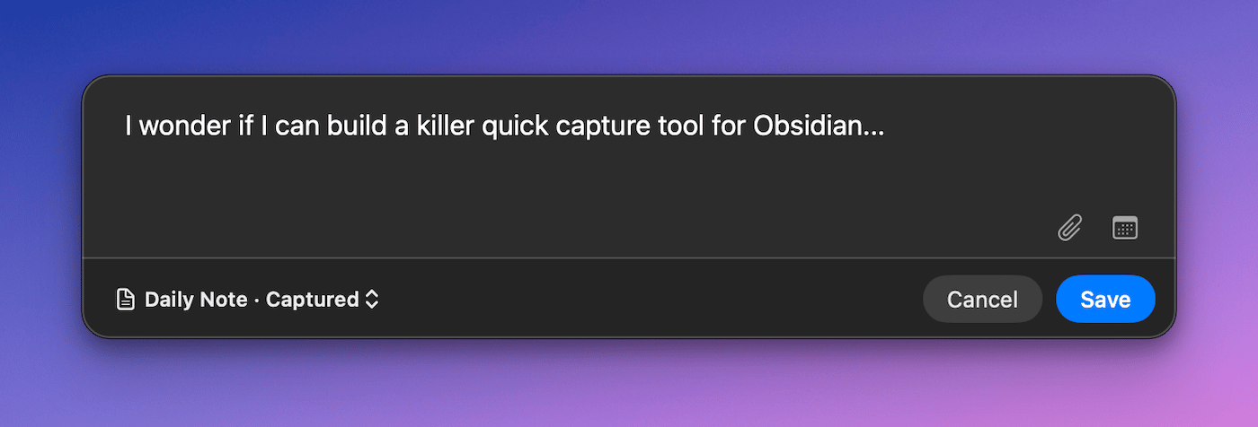 The QuickCapture interface.