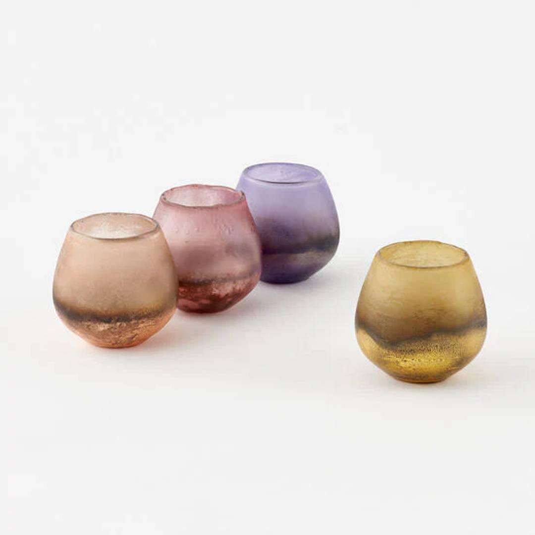 Matte Glass Ball Candle Holders 4"