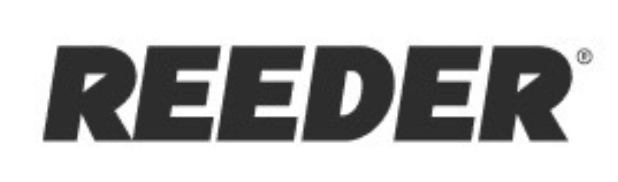 close-up of the final chosen logo. It features the word “REEDER” in bold, clean, sans-serif black font with sharp edges, modern styling, and a registered trademark symbol.