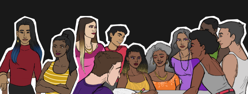 A graphic photo of a group of people from different backgrounds