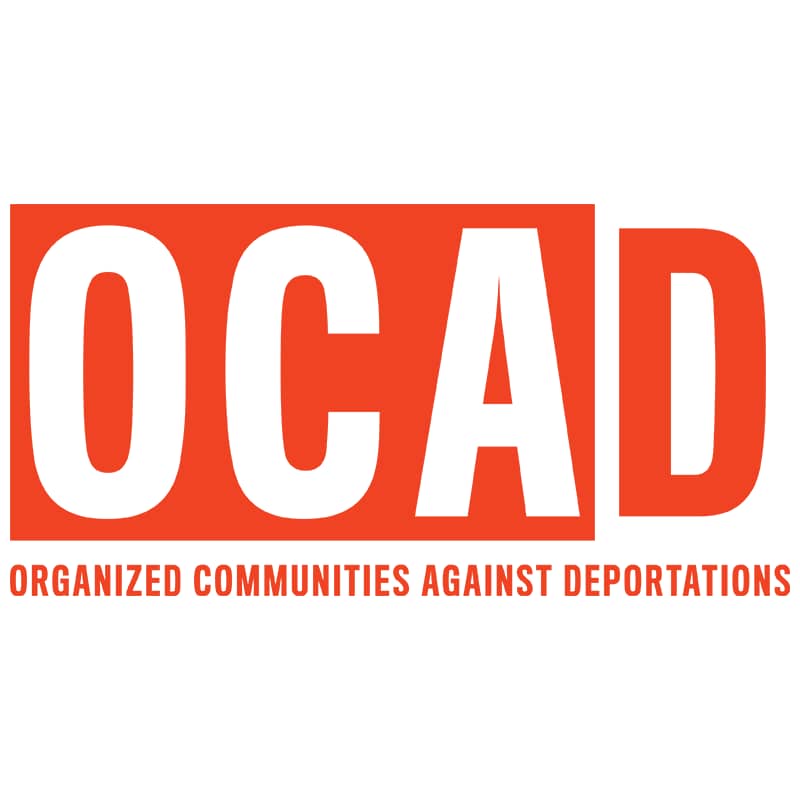 orange logo for OCAD, organized communities against deportation