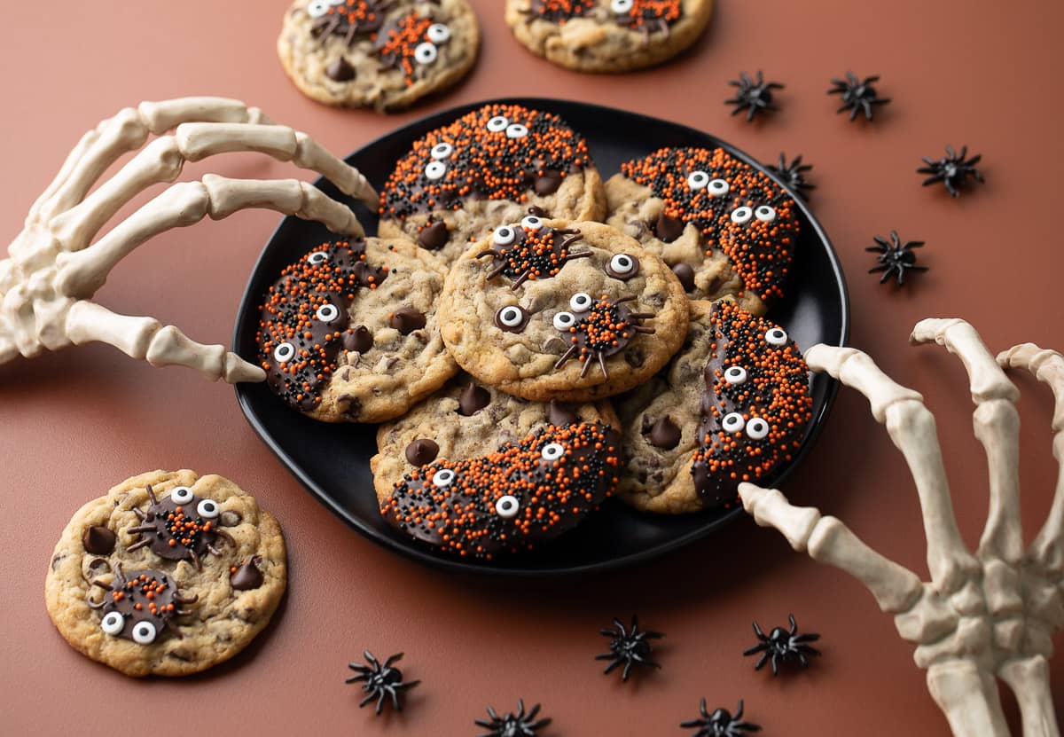 sprinkle decorated chocolate chip halloween cookies