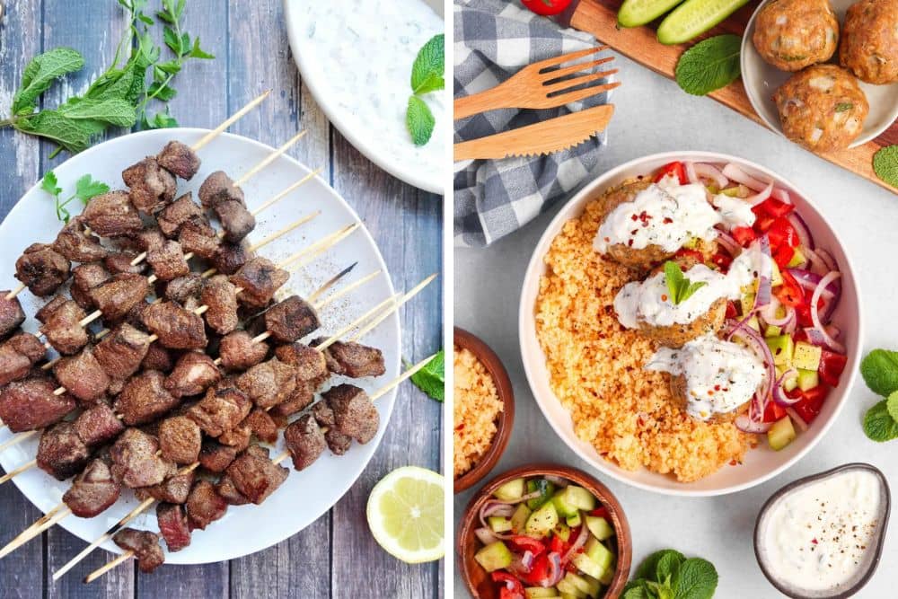 Juicy Lamb Kabobs and Greek Meatballs with Tzatziki