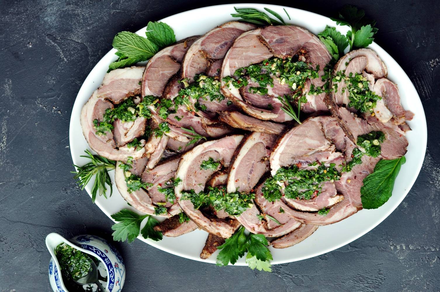 Sous Vide Lamb Shoulder with Mint Chimichurri