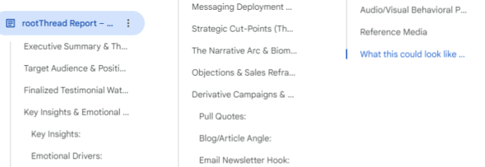 The rootThread Analysis Report Contents