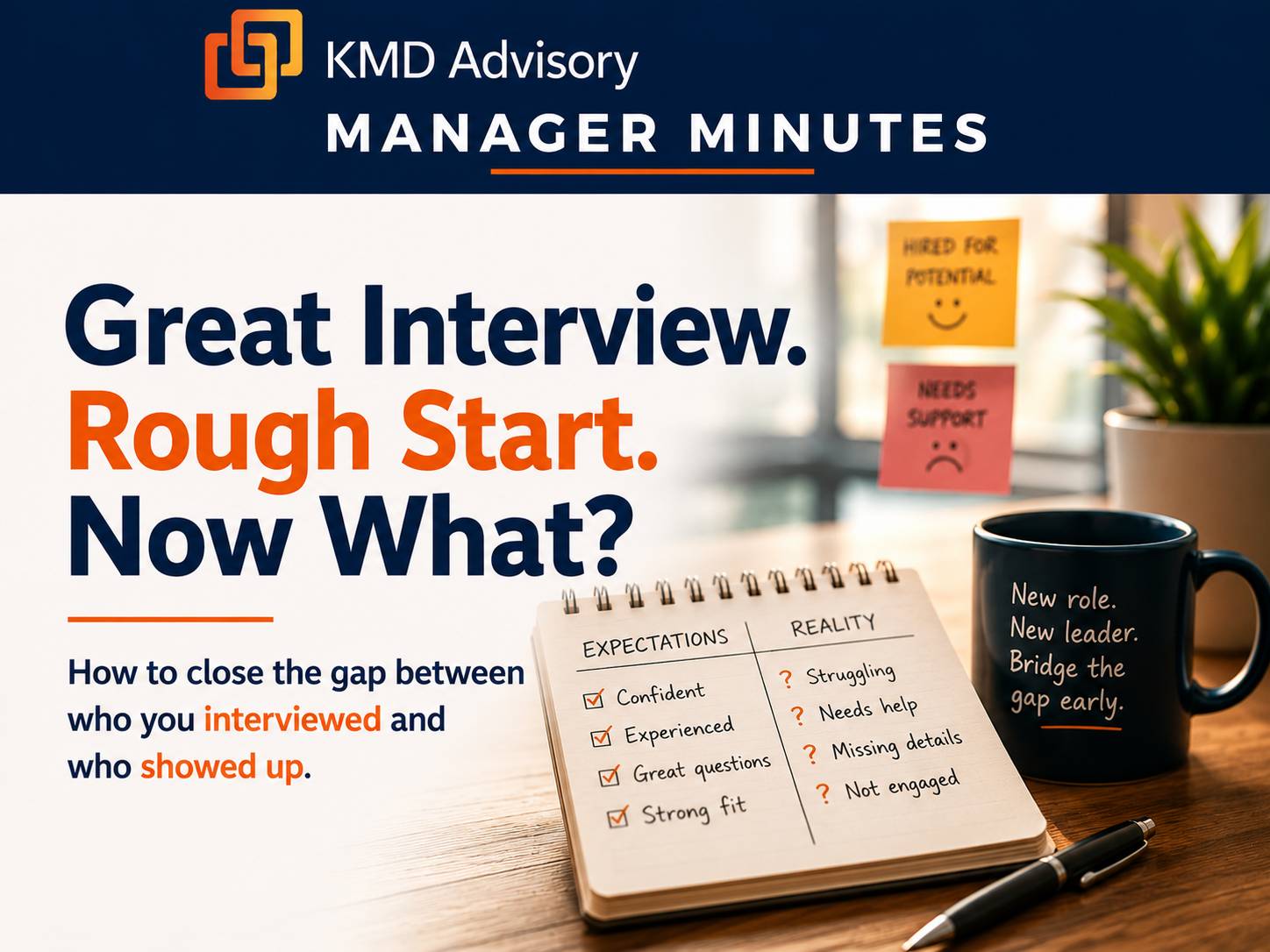 Great Interview. Rough Start. Now What? How to close the gap between who you interviewed and who showed up.