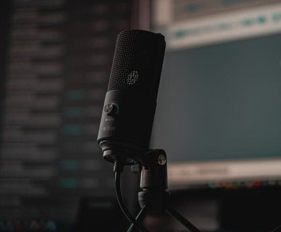 black microphone on black microphone stand