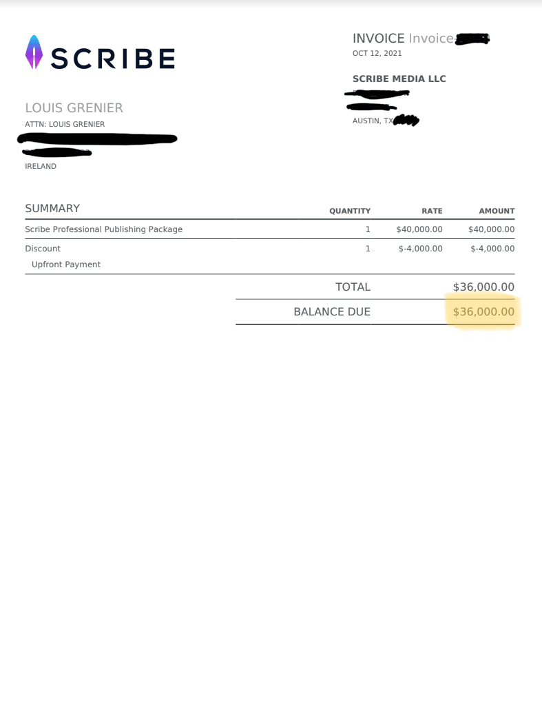 Scribe invoice