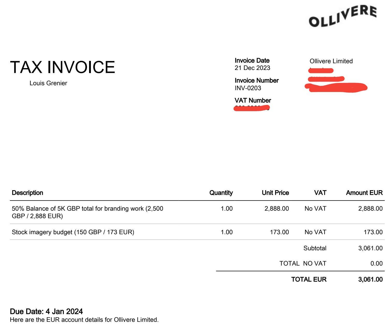 Design invoice