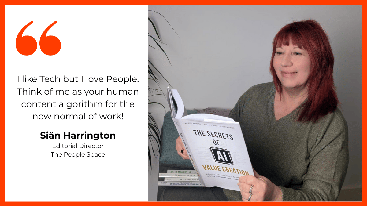 Editor Sian Harrington reading book