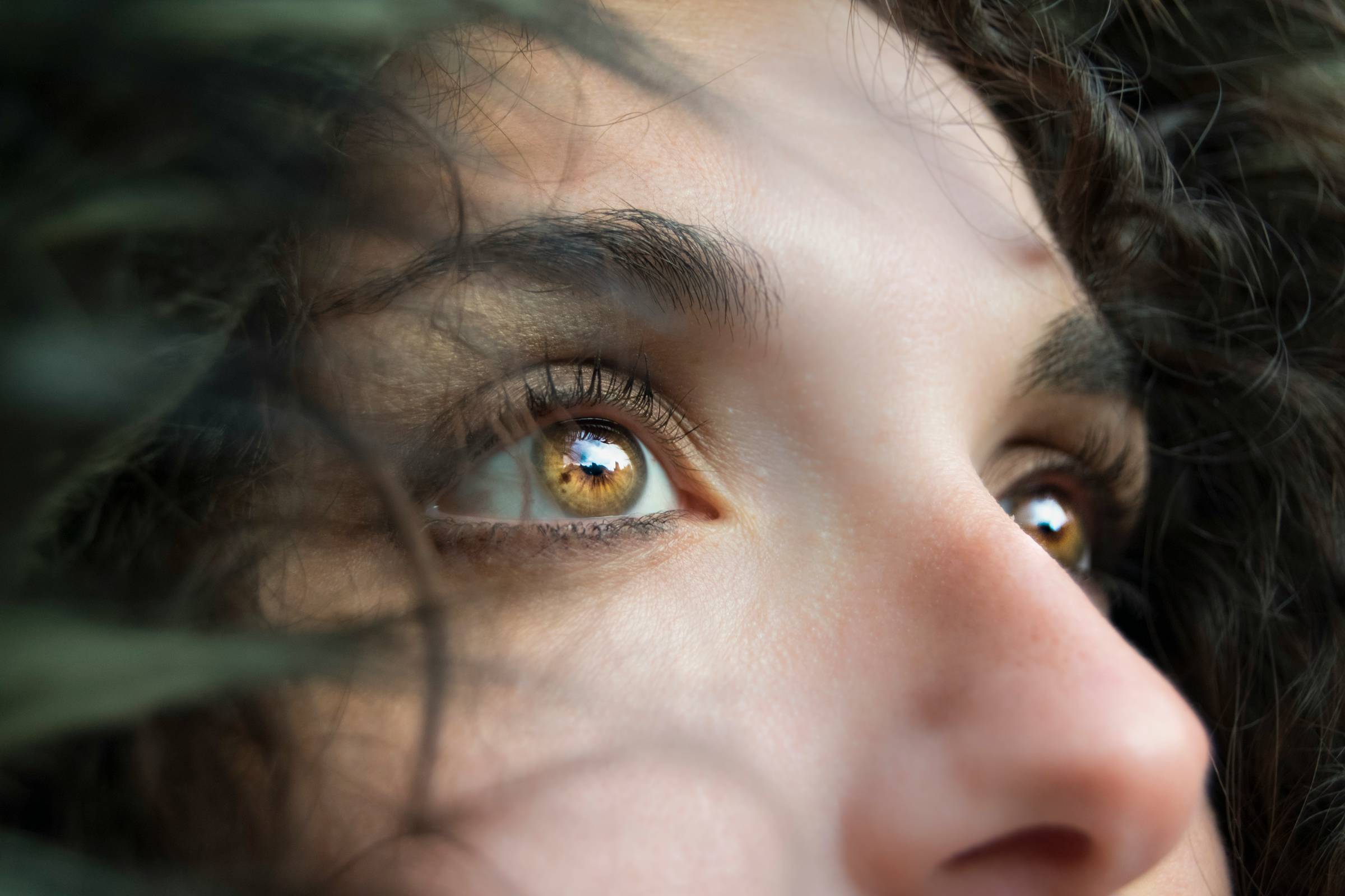 woman with light brown eyes close up
