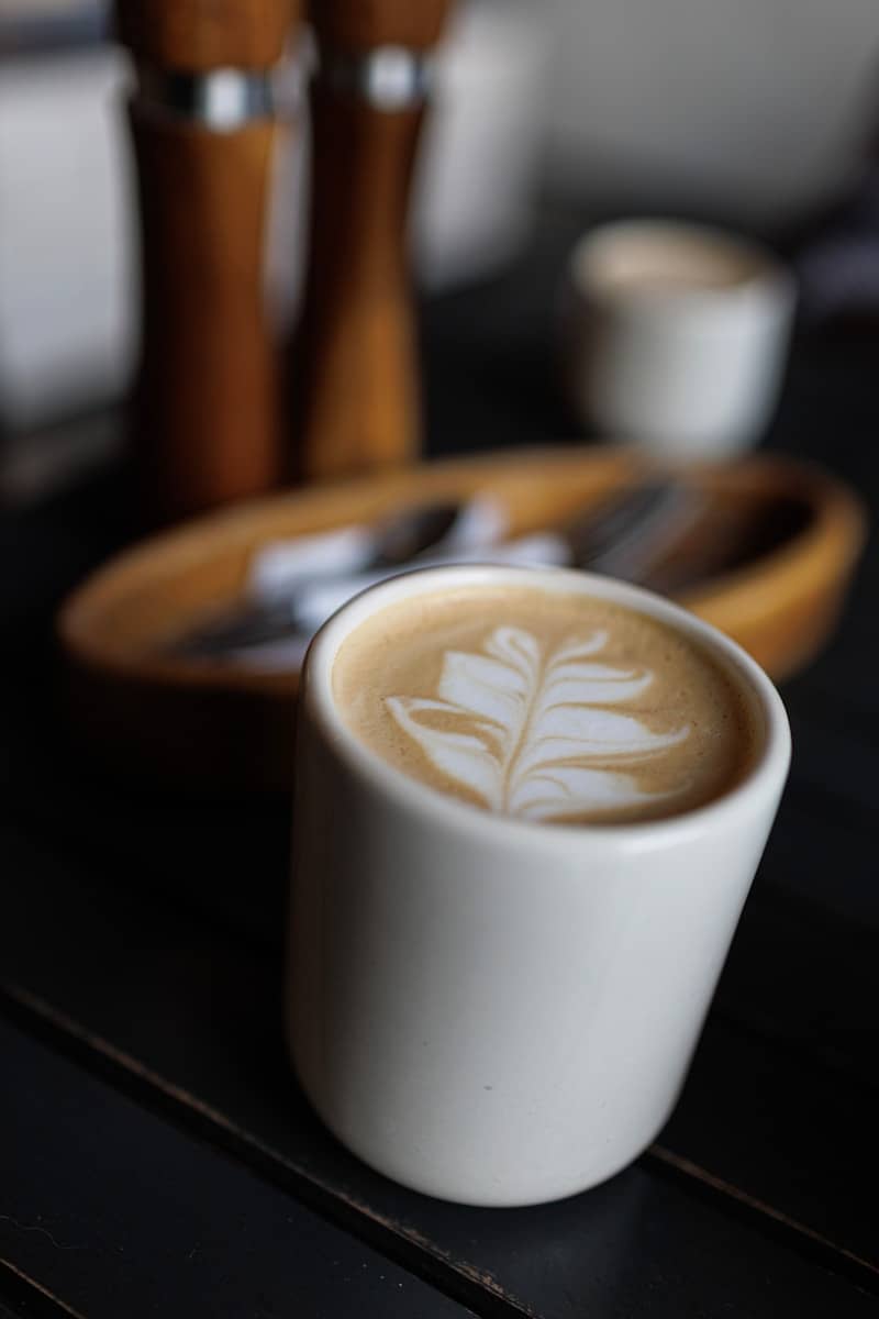 A cappuccino with a leaf design on it