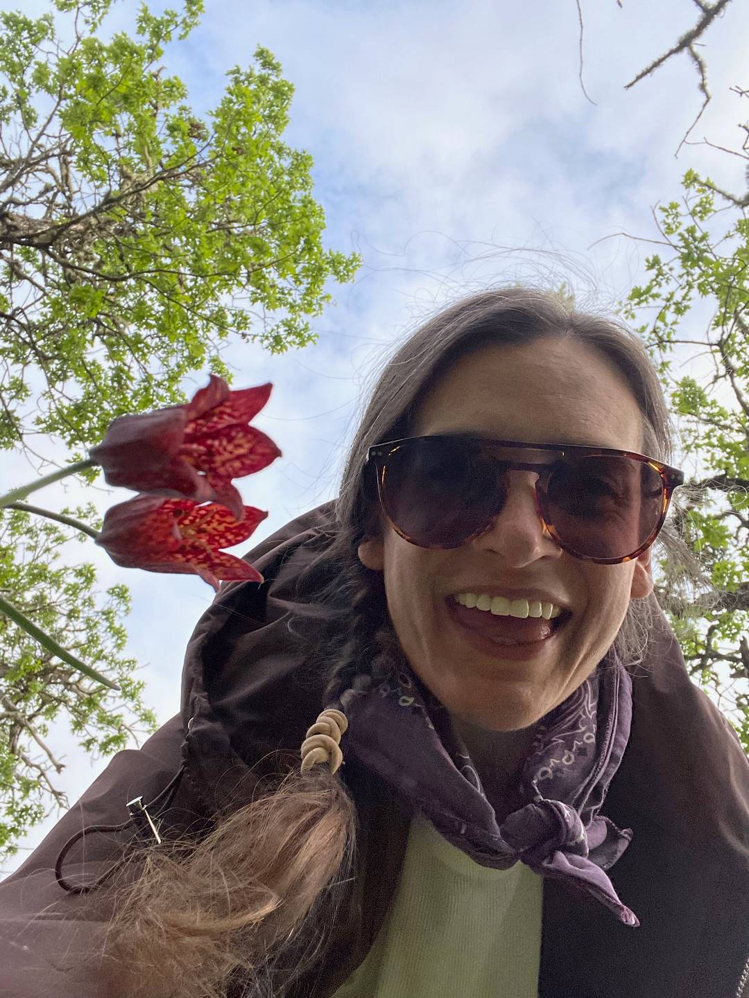 Smiling with the Fritillaria gentneri wildflower while on a weekend trip to Ashland, Oregon