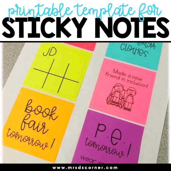 Printable Teacher Sticky Notes