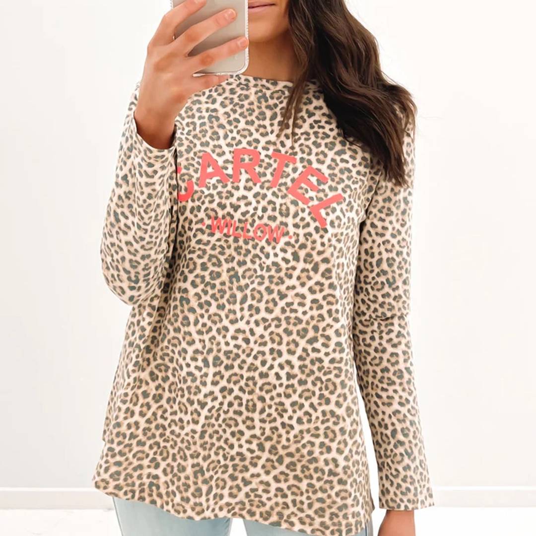 Mocha leopard long sleeve top. 