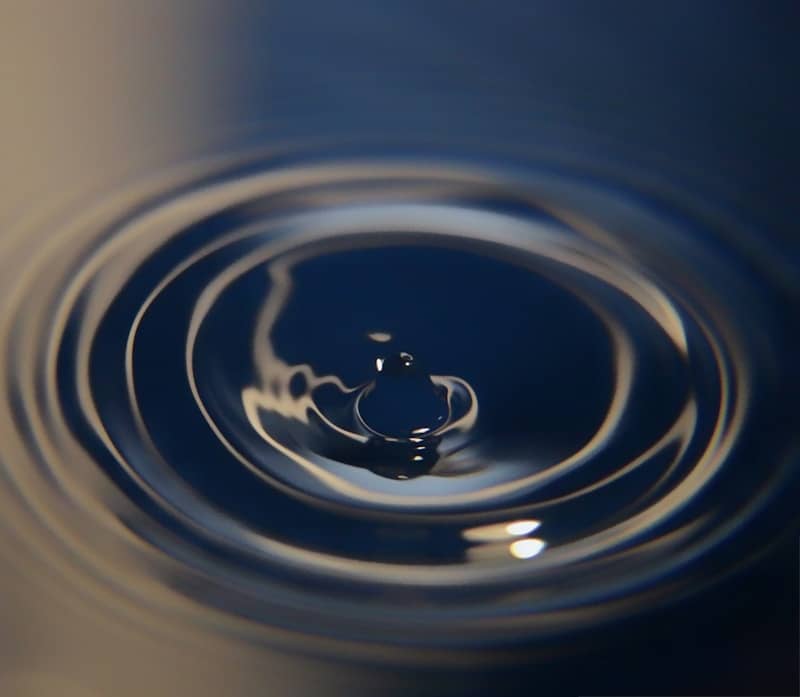 Water drop creating ripples on the surface.