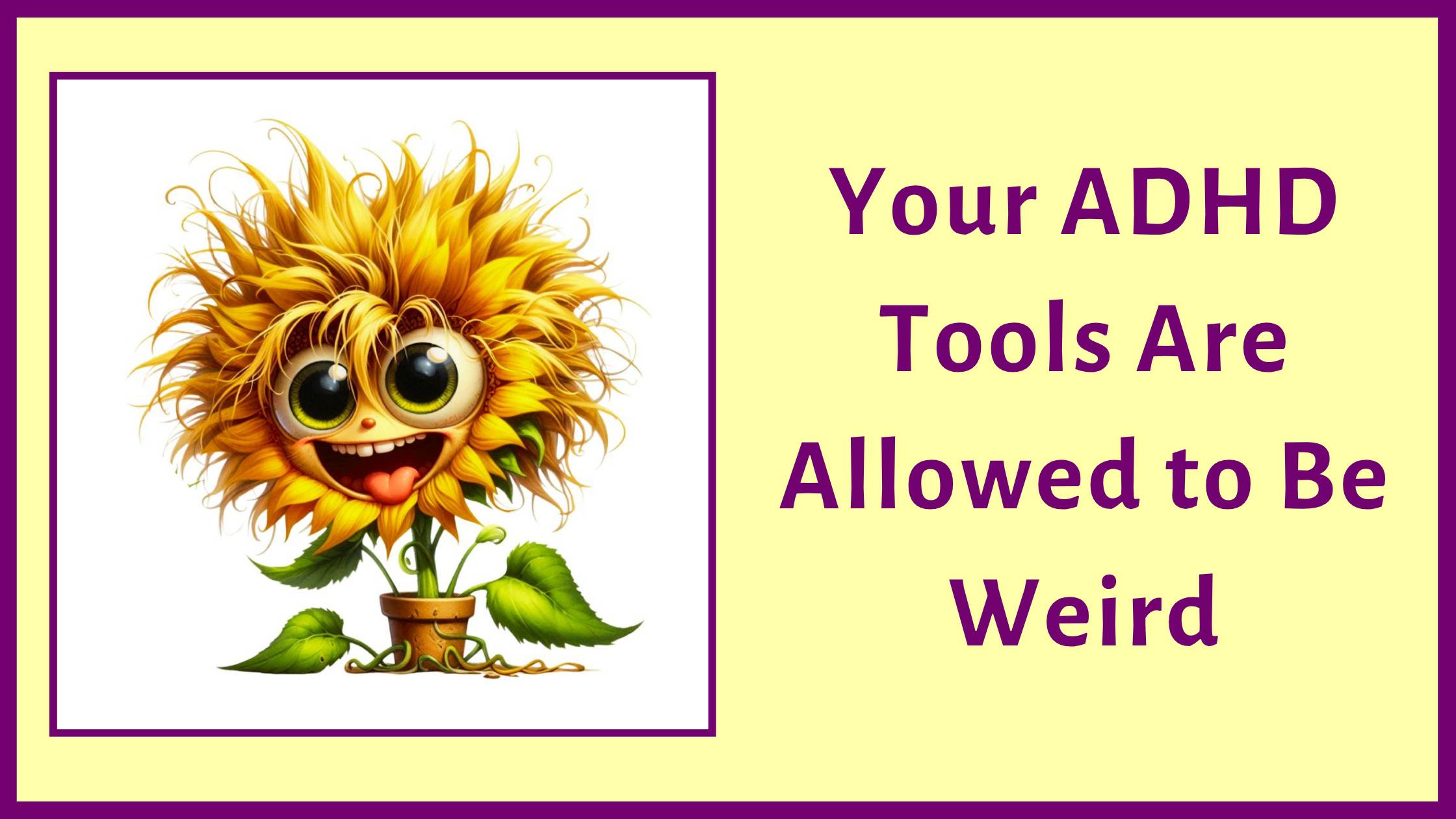 on the left is a photo of a sunflower with a wild looking smiley face - a weird sunflower, if you will.
