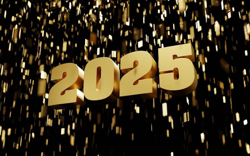 A number of golden numbers on a black background