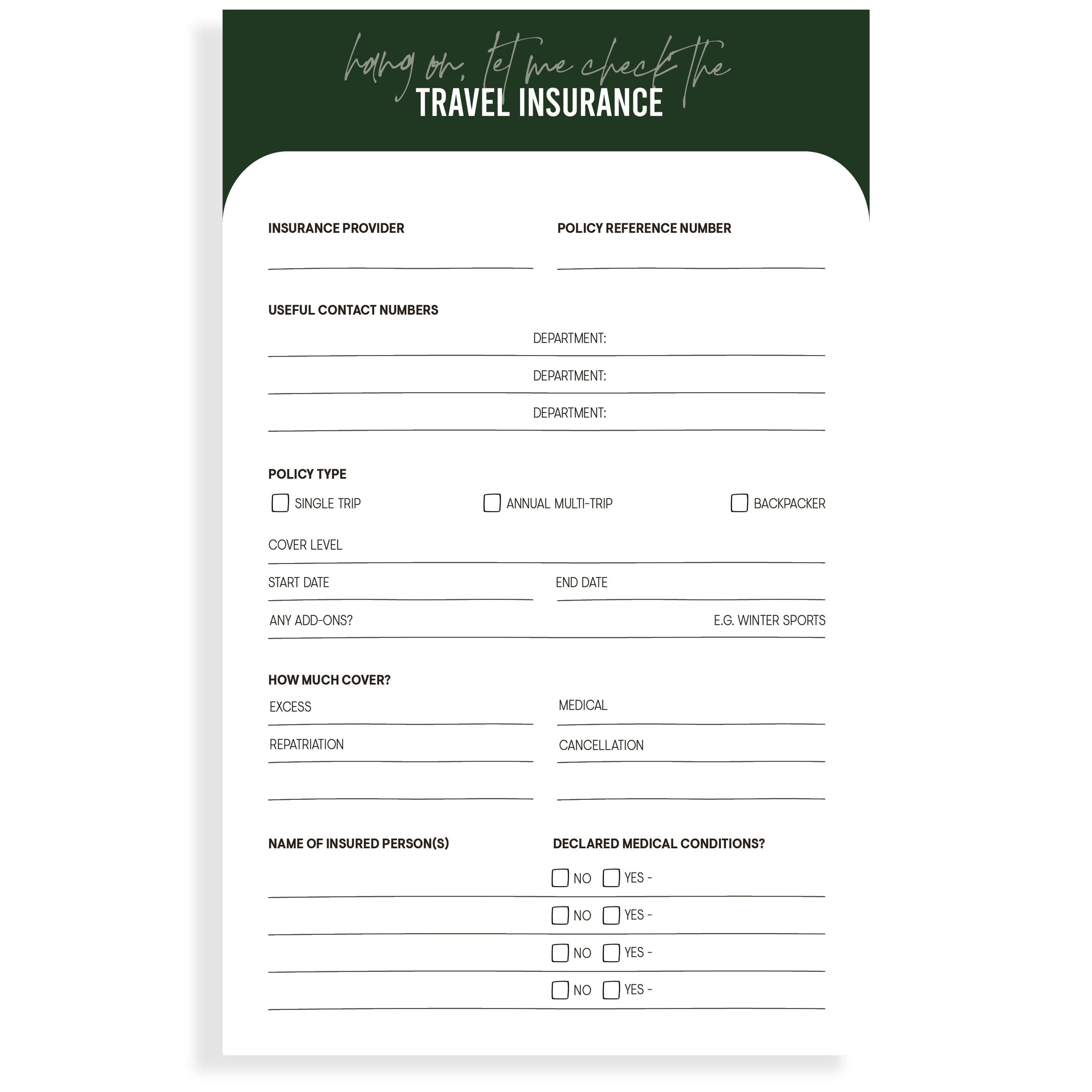 The Travel Insurance Planning Page