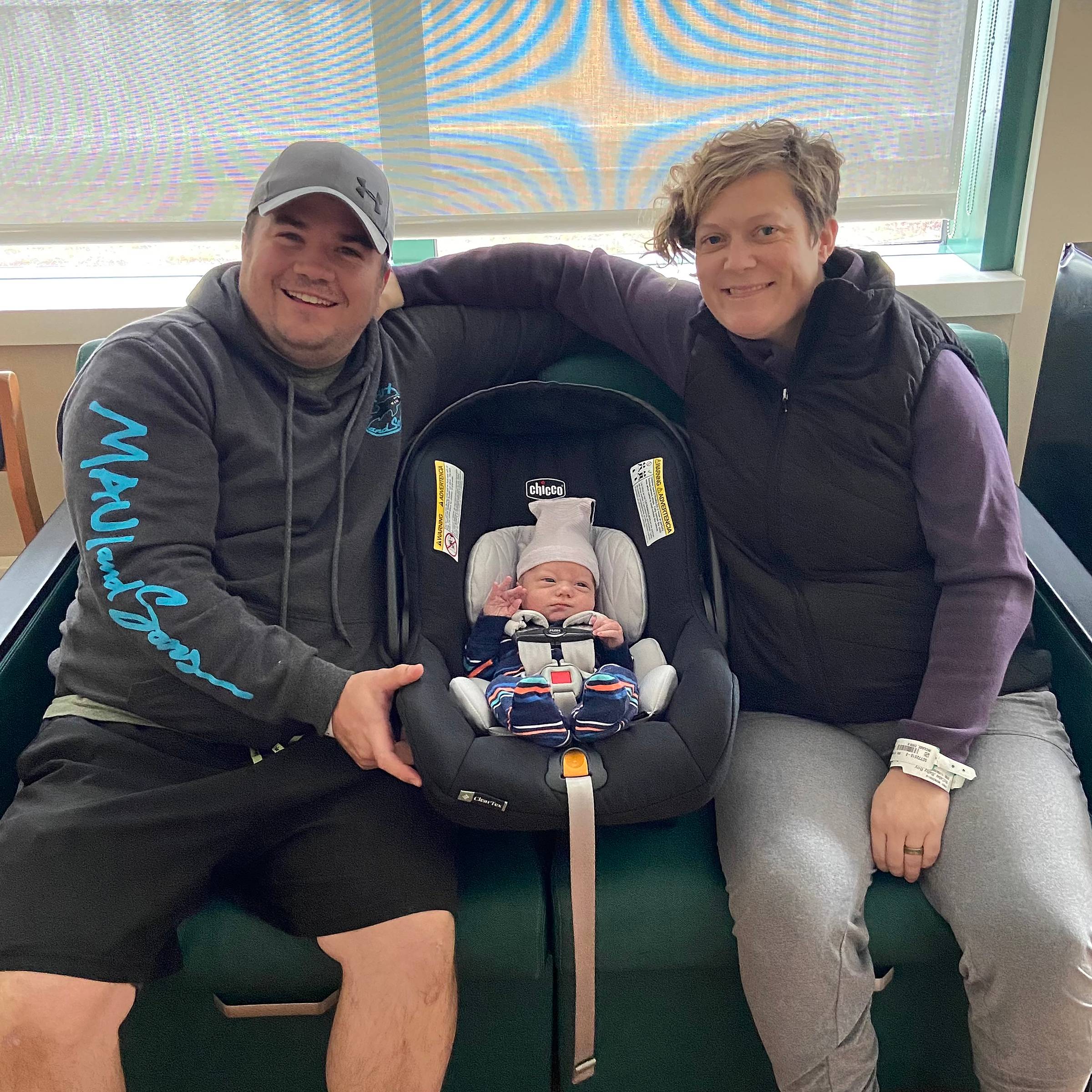 Erin, husband Matt and new baby Liam are ready to head home!