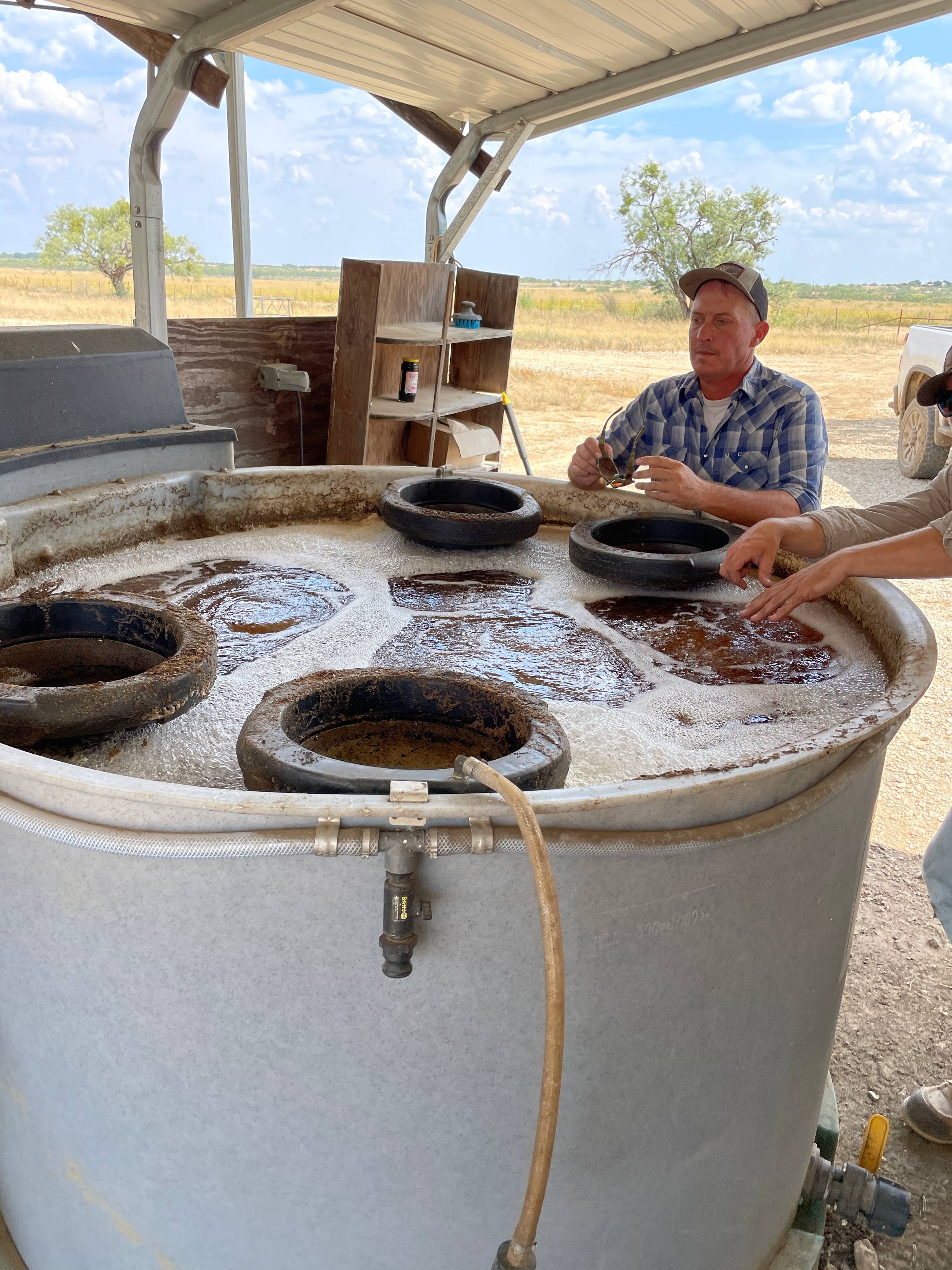 vermicompost tea being brewed