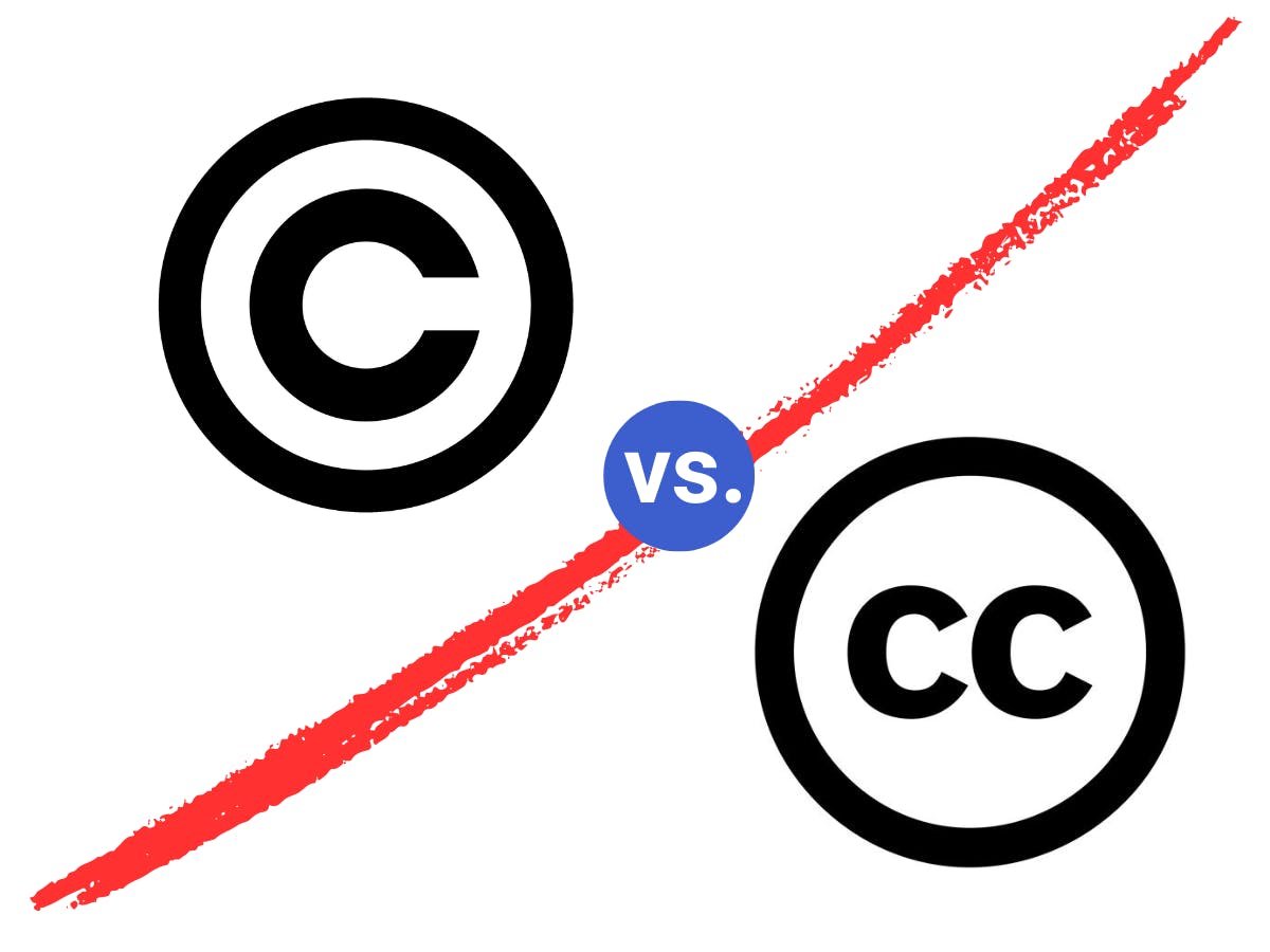 Copyright logo juxtaposed with Creative Commons logo