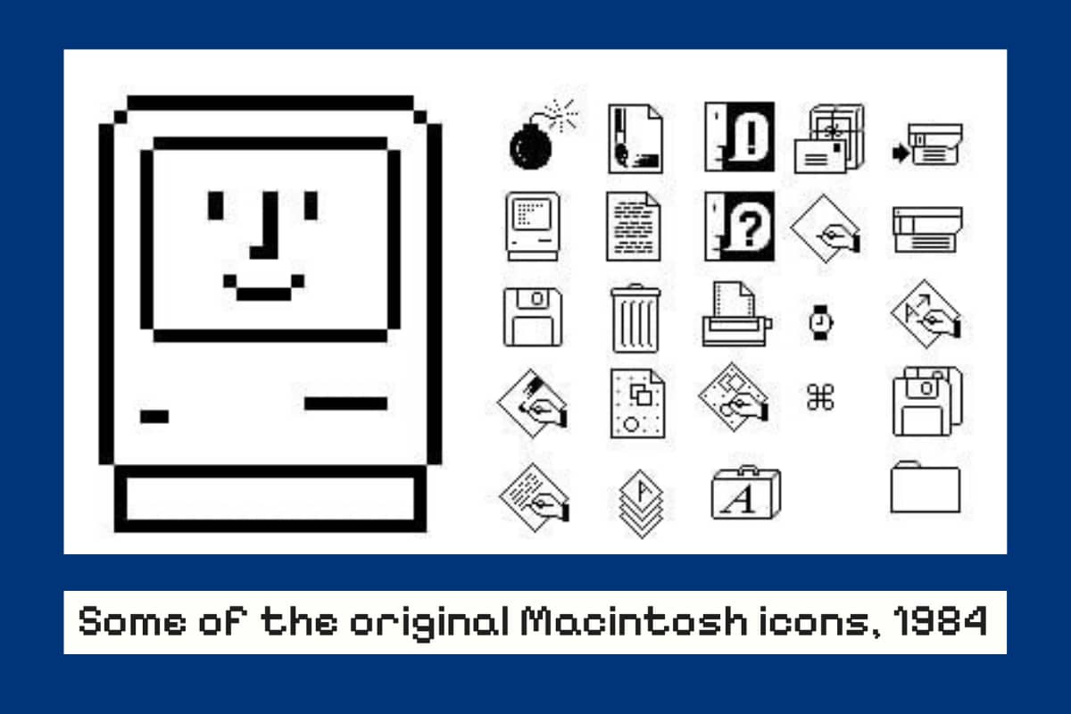 Image of some of the original Macintosh icons, circa 1984