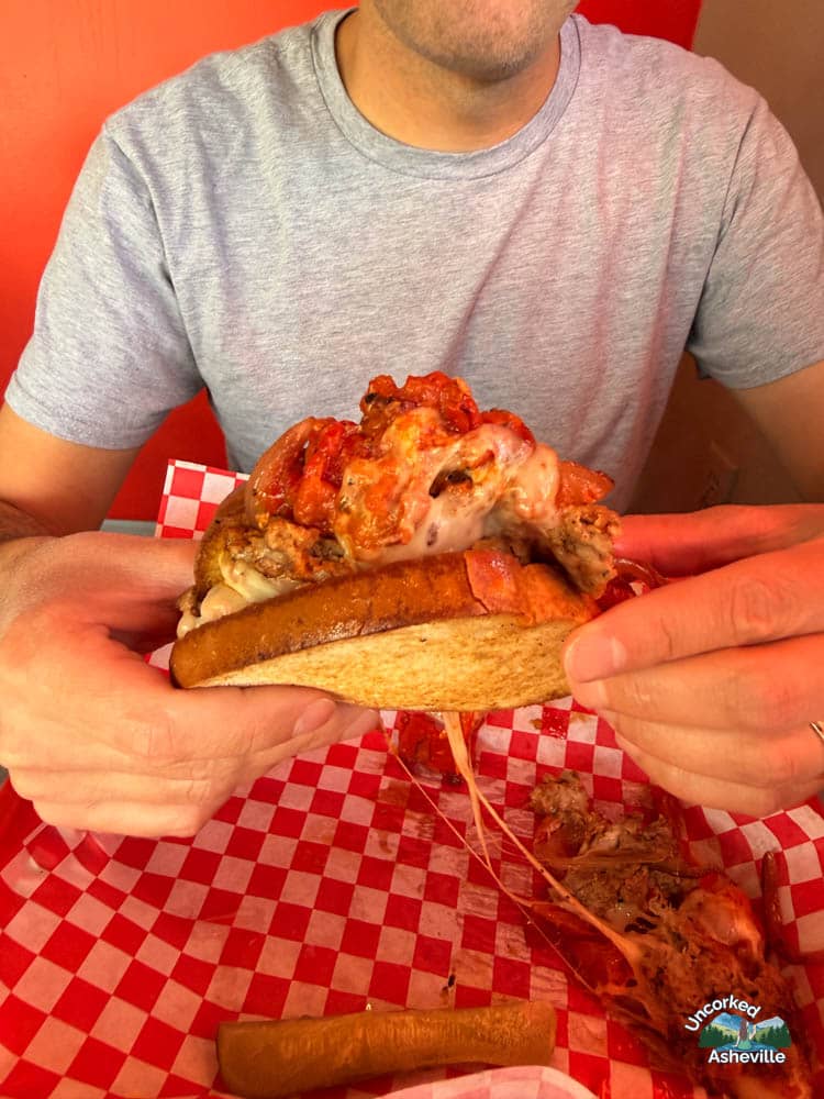 Zella's sausage and peppers sandwich