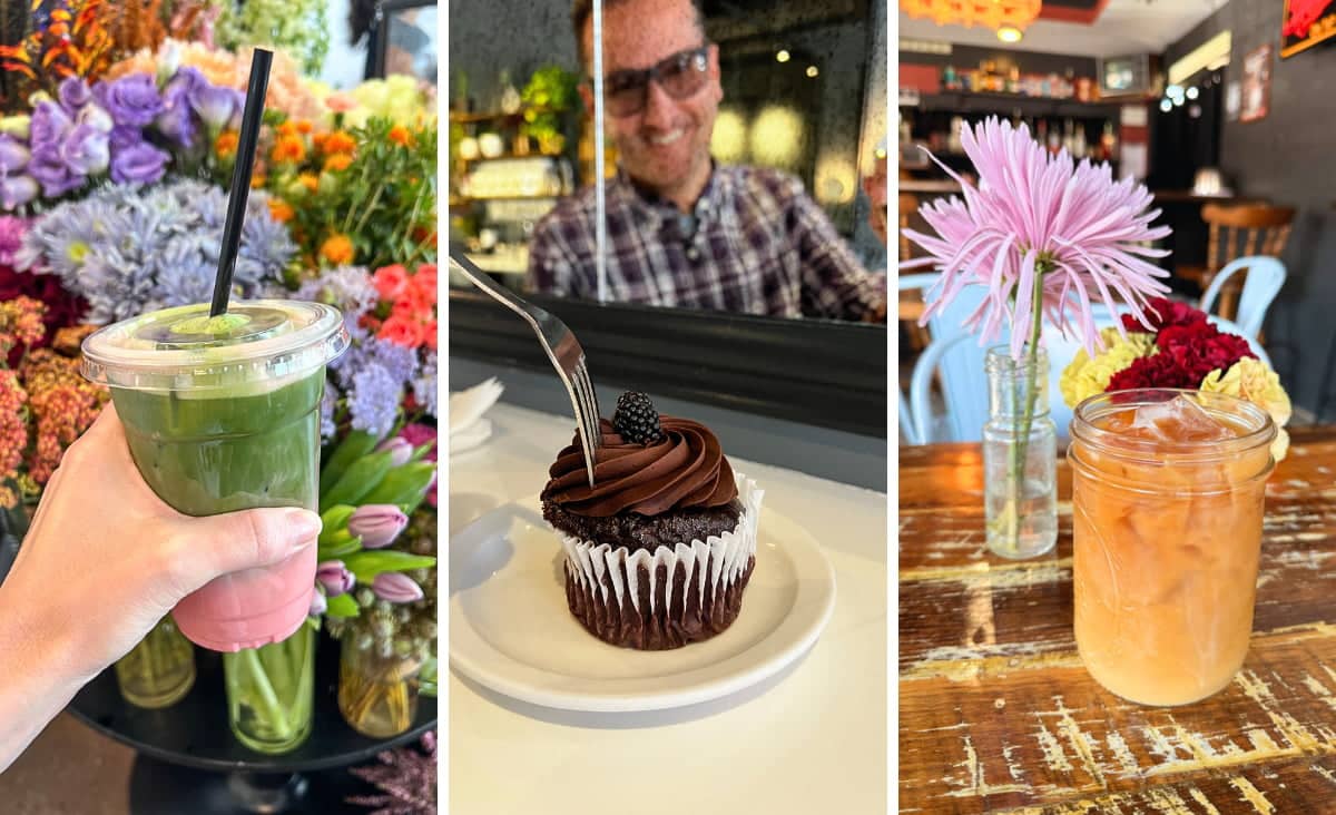 iced matcha, cupcake, and iced coffee Asheville NC