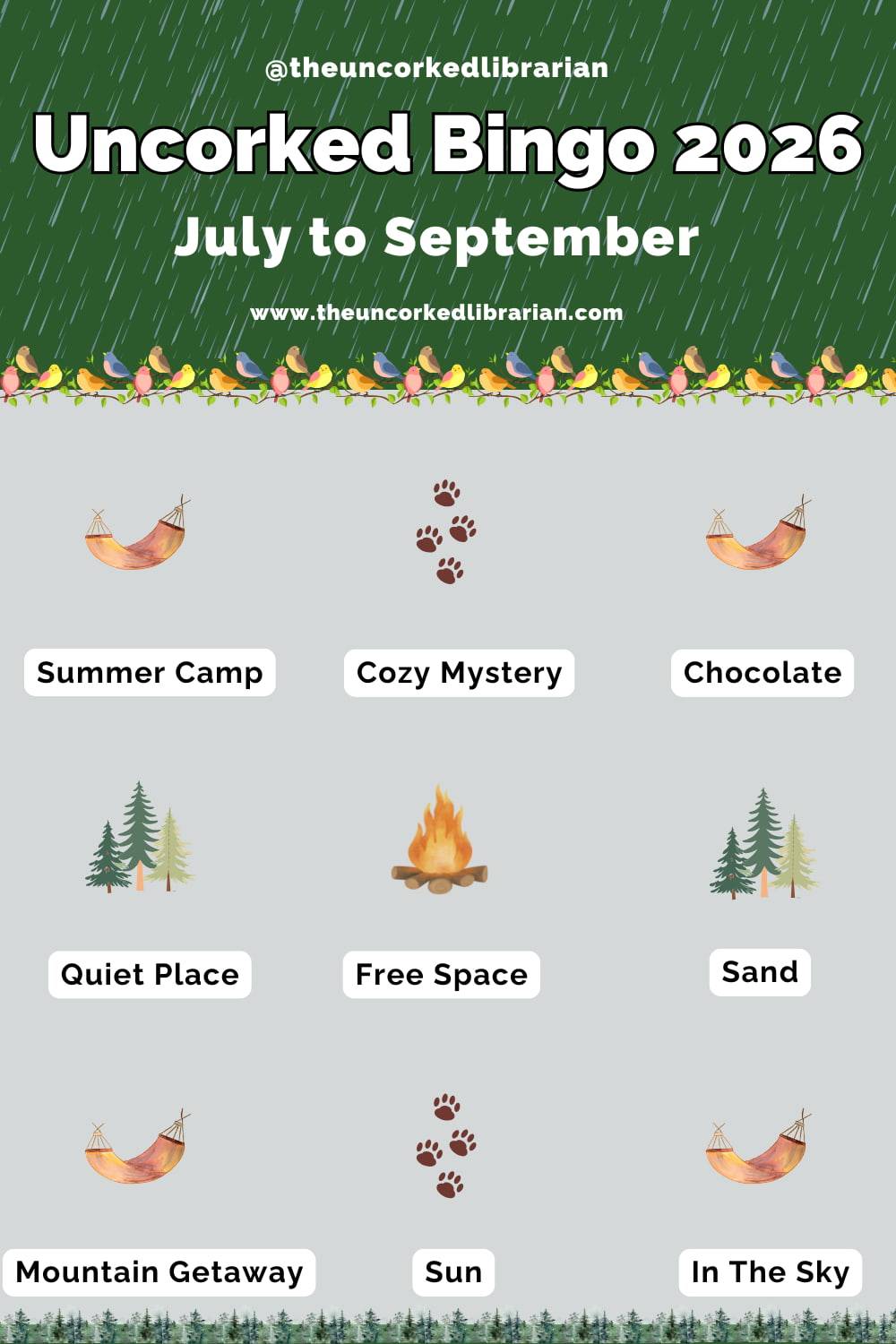 July to Sept bingo card