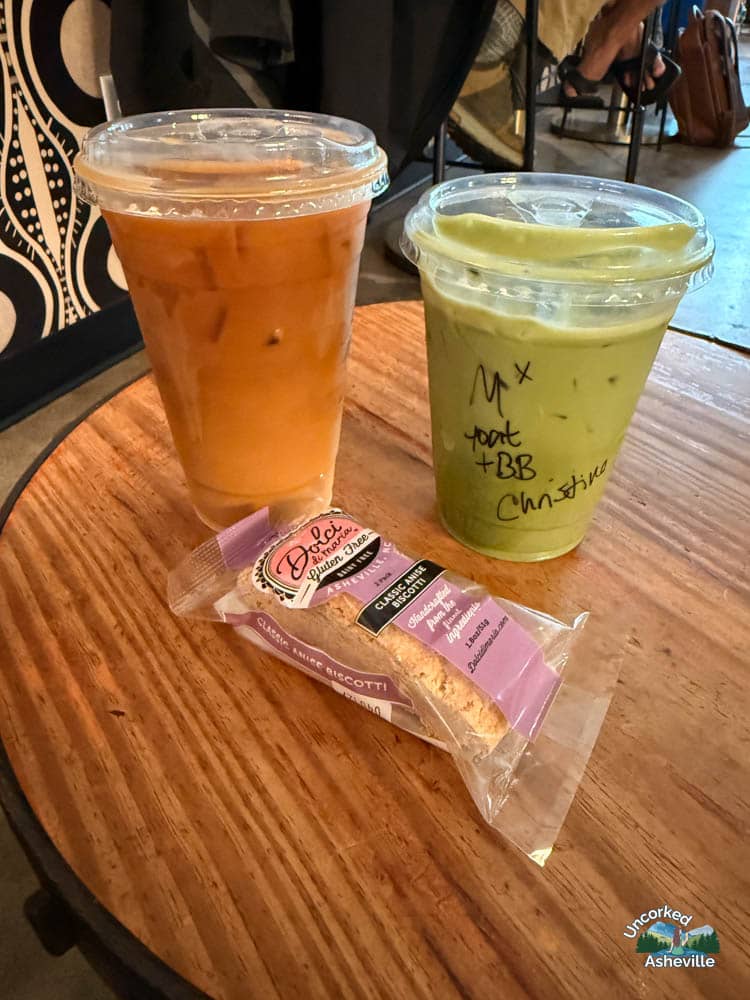 Dripolator iced coffee and matcha latte East Asheville NC