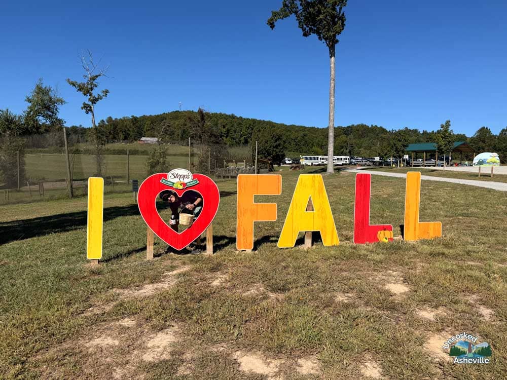 I love fall sign at Stepps Hill Crest Orchard Hendersonville NC