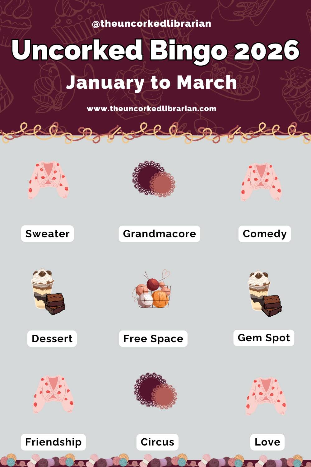 reading challenge bingo card