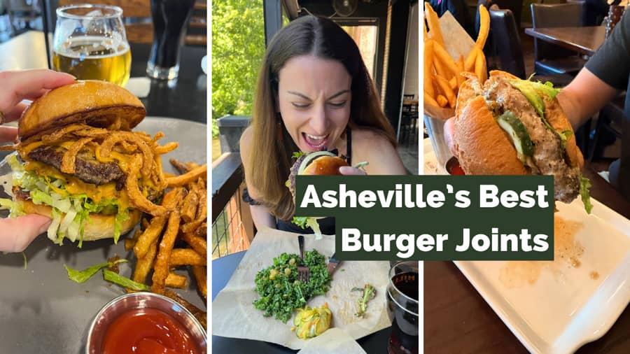 Collage of burgers across Asheville
