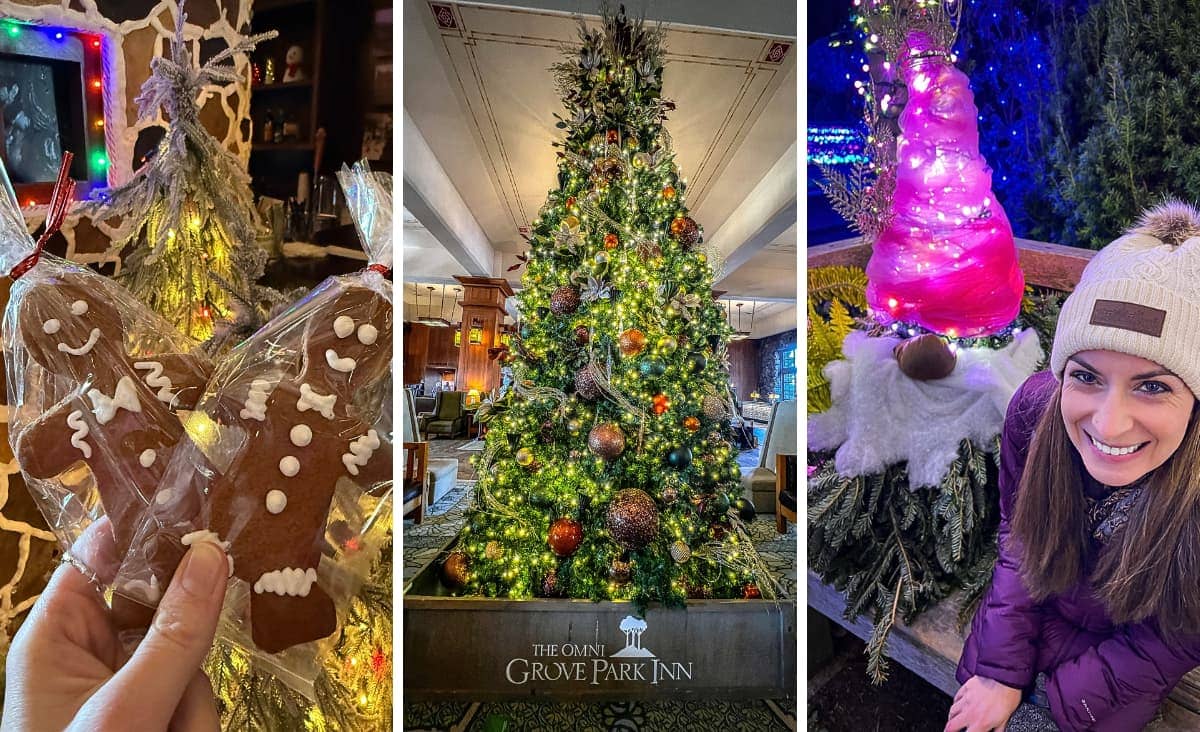 photo collage of December things to do in Asheville NC