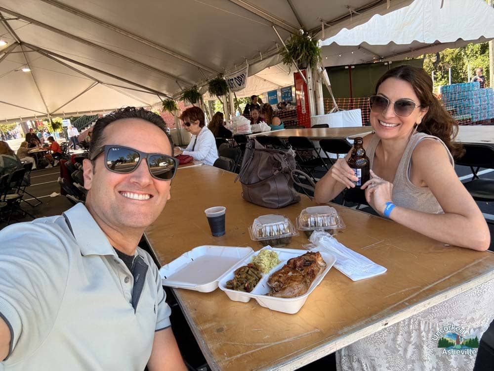 us eating at Asheville Greek fest