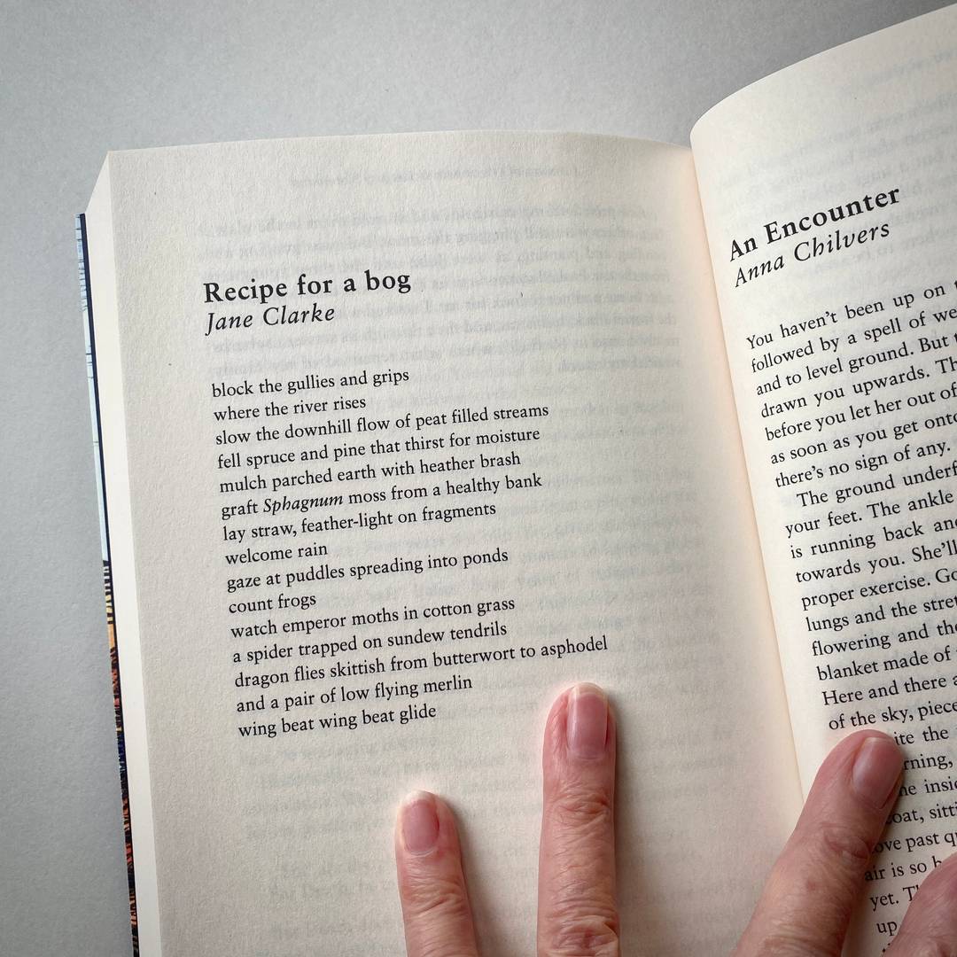 Poetry text on page within book