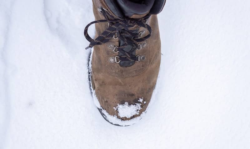 A pair of shoes that are in the snow