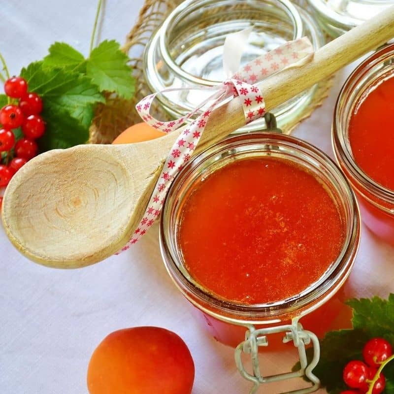 A jar of jam in a canning jar