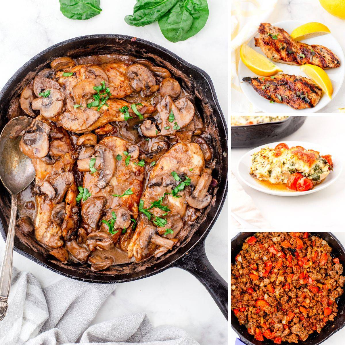 A collage of meals on the menopause menu plan