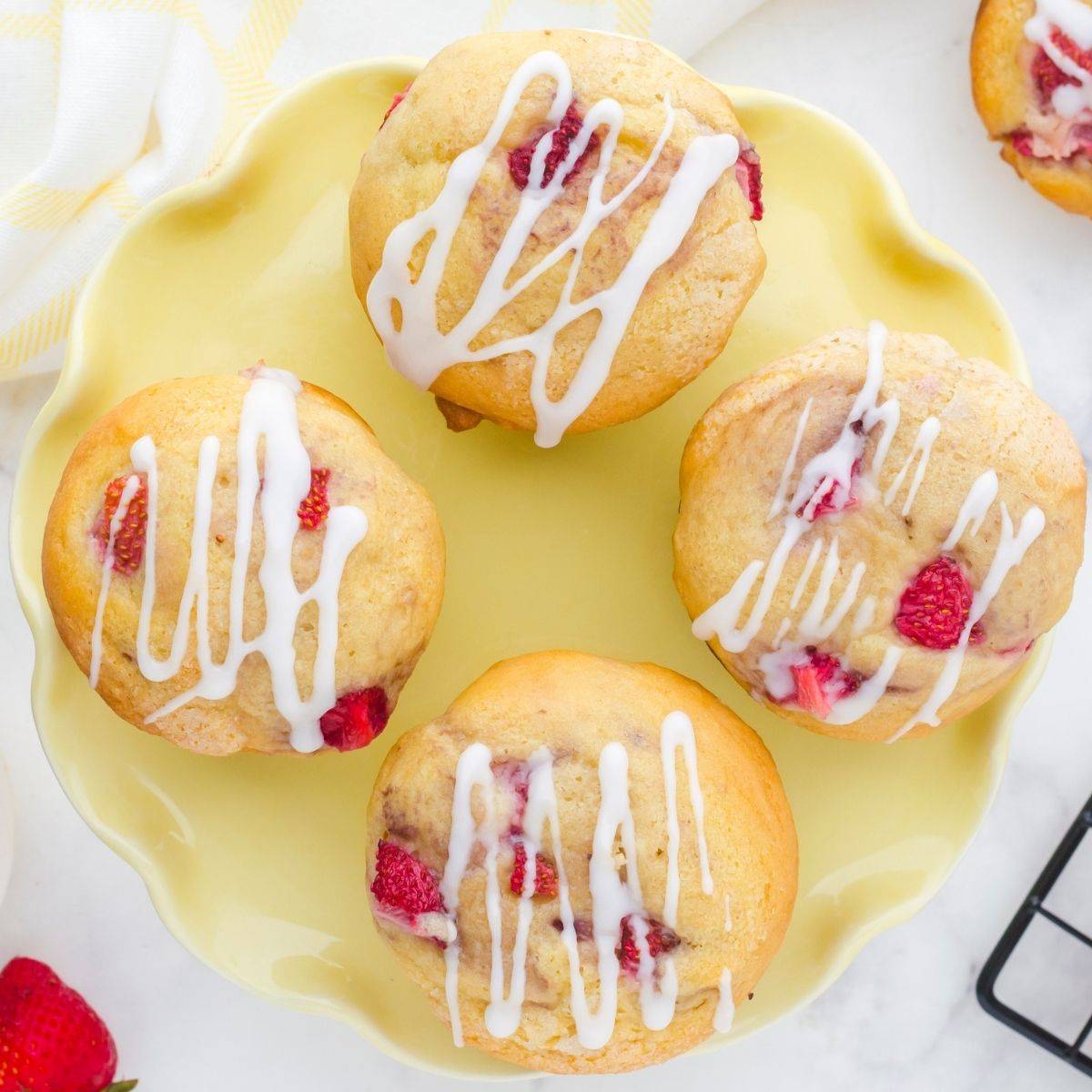 strawberry muffins on a platter