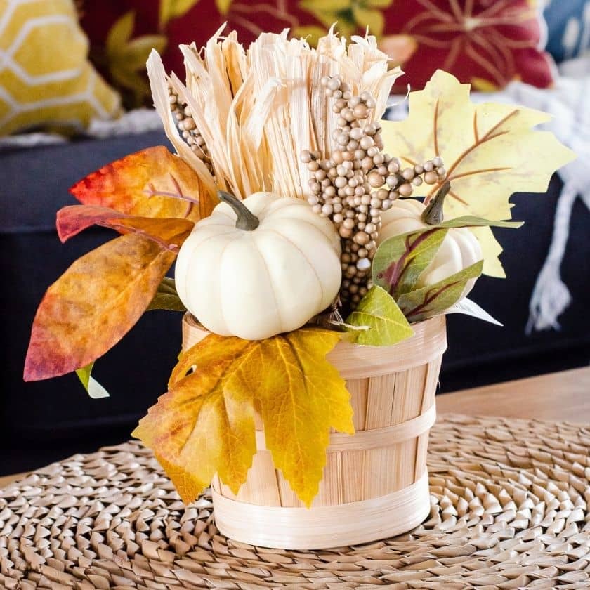 Fall decor on a coffee table